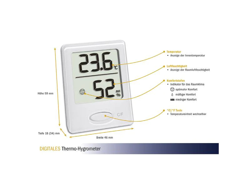 TFA Dostmann Thermo-/Hygrometer Digital Weiss