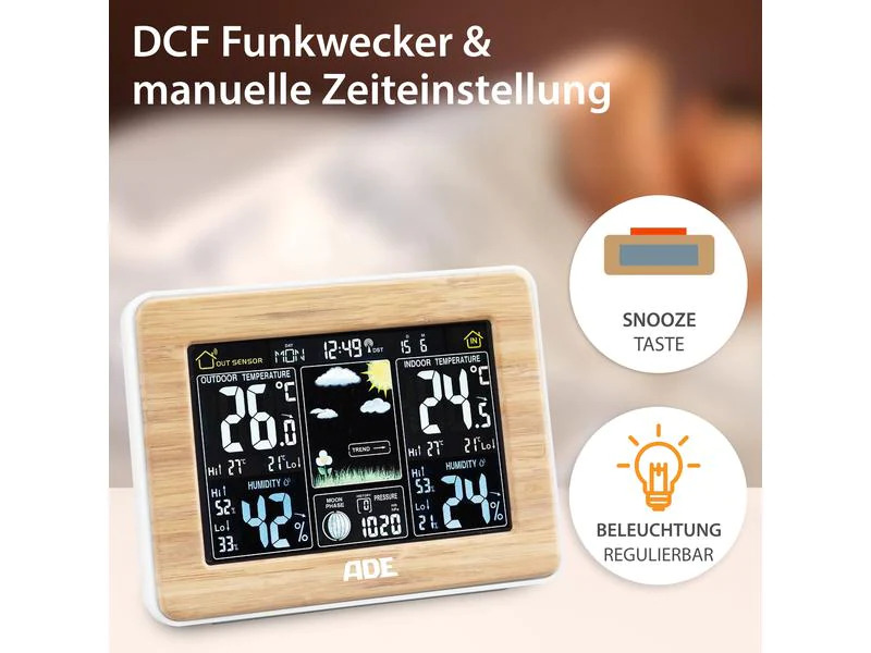 ADE Wetterstation WS1703 Bambus