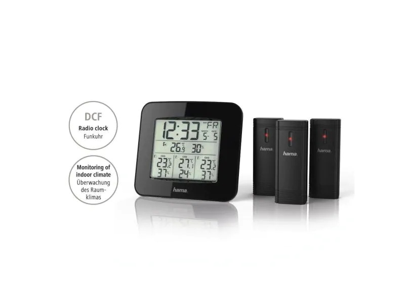 Hama Wetterstation Premium mit LED-Farbdisplay Schwarz