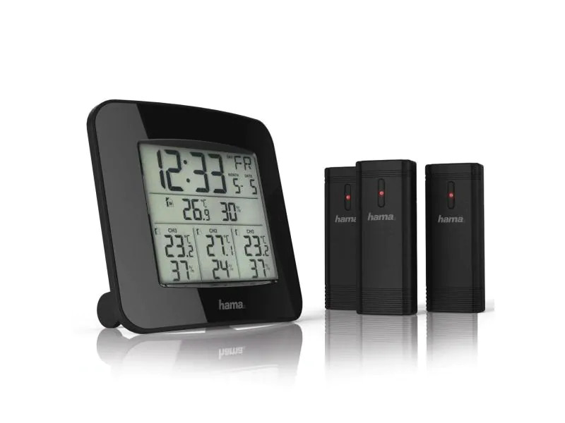 Hama Wetterstation Premium mit LED-Farbdisplay Schwarz