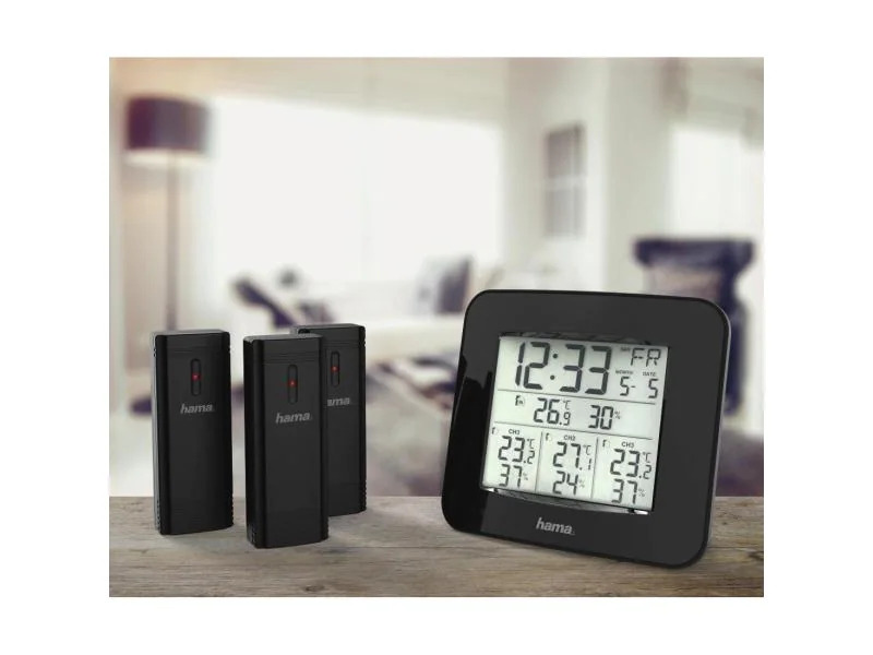 Hama Wetterstation Premium mit LED-Farbdisplay Schwarz