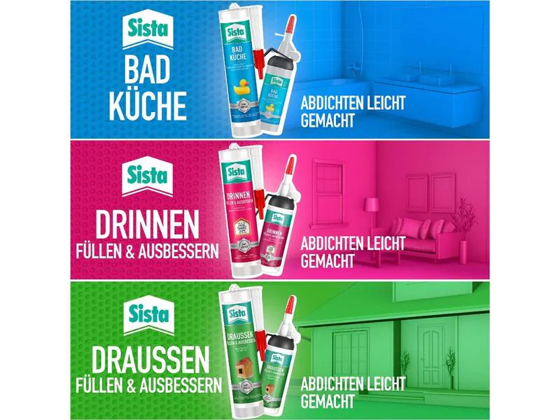 Sista Dichtmasse Draussen Füllen &amp; Ausbessern 280 ml, Weiss