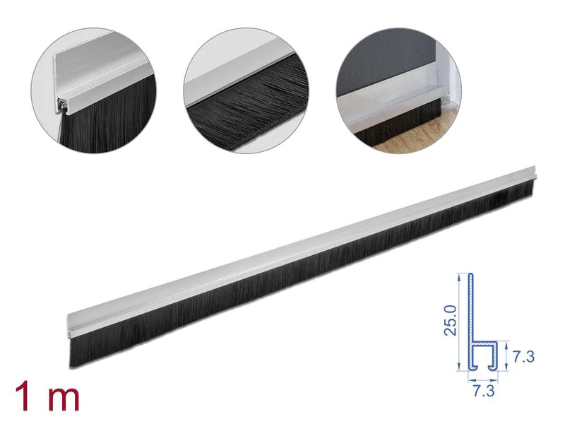 Delock Türdichtschiene Alu-Profil Gerade, 1 m x 40 mm