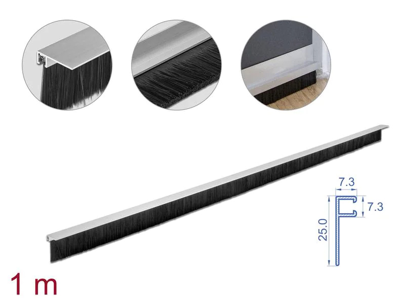 Delock Türdichtschiene Alu-Profil Gewinkelt, 1 m x 40 mm