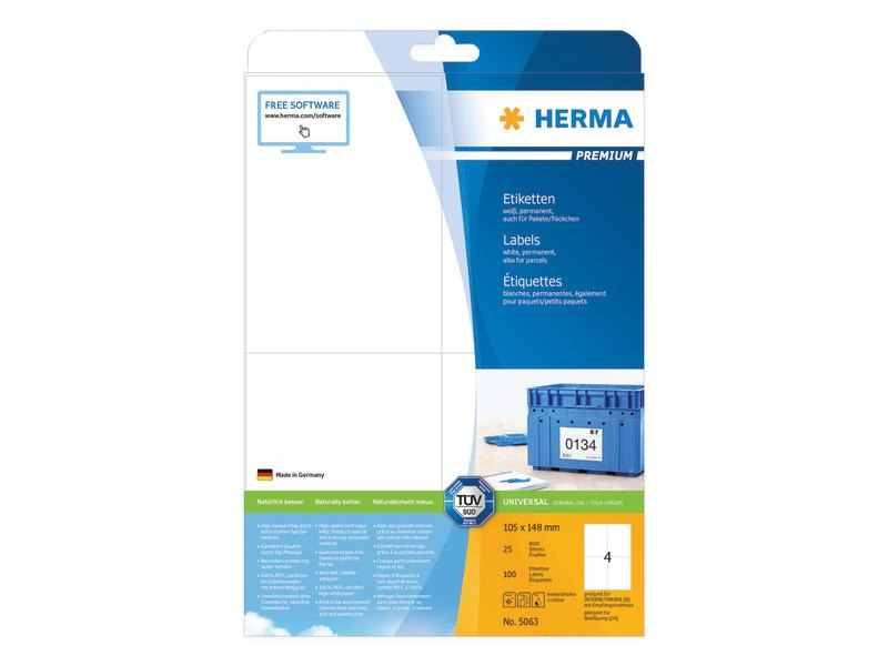 HERMA Universal-Etiketten Premium, 10.5 x 14.8 cm, 100 Etiketten