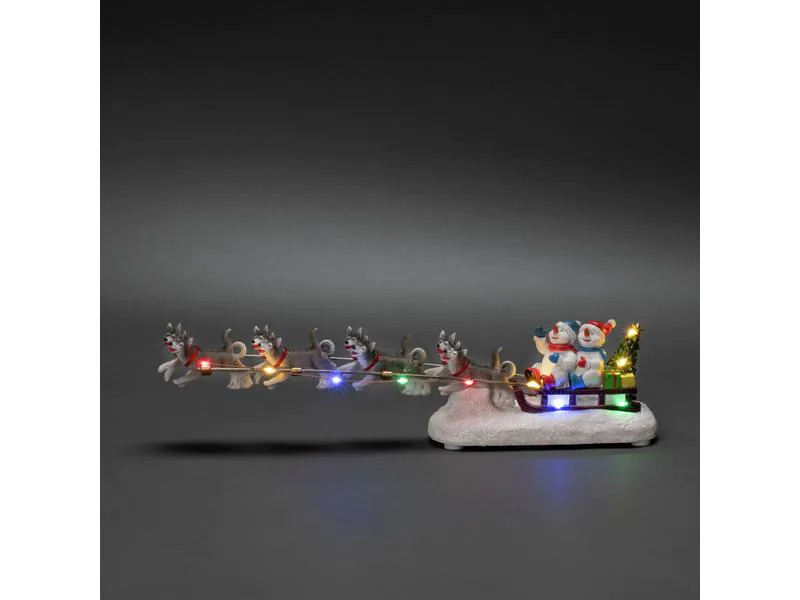Konstsmide LED-Dekoration Schneemann mit Schlitten, 38 cm