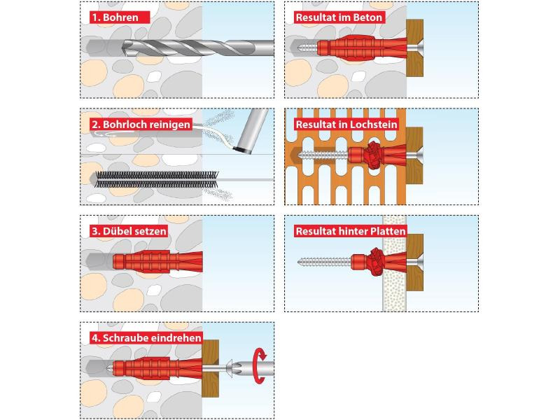 Tox-Dübel Allzweckdübel Tri 5x31 mm, Blister 24 Stück