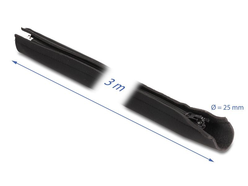 Delock Kabelschlauch mit Reissverschluss 3 m x 100 mm Schwarz
