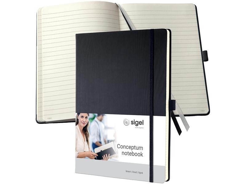 Sigel Notizbuch Conceptum A4, Liniert, Schwarz
