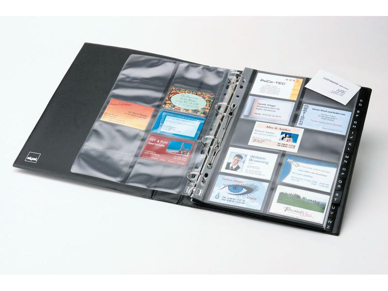 Sigel Ringbuch für Visitenkarten, 2-reihig, Schwarz