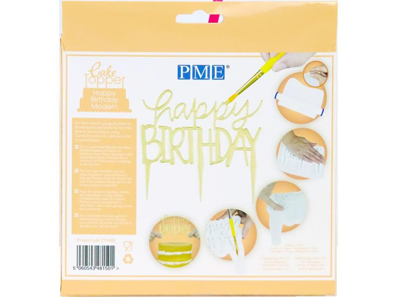 PME Kuchen-Topper Ausstecher Happy Birthday 1 Stück, Weiss