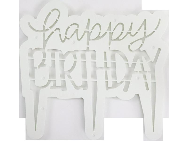 PME Kuchen-Topper Ausstecher Happy Birthday 1 Stück, Weiss