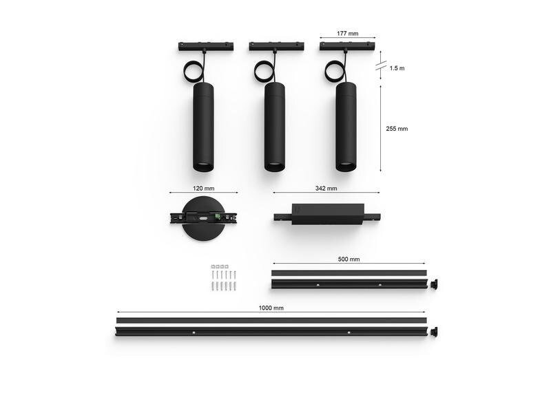 Philips Hue LED Pendelleuchte Perifo Basis-Set, 3 x 5.2 W, Schwarz