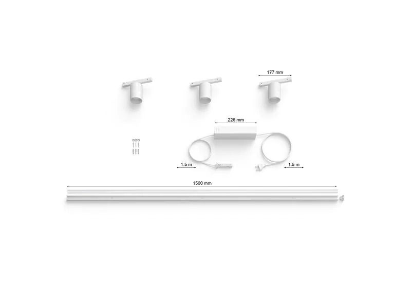 Philips Hue LED Schienenspot Perifo Basis-Set, 3 x 5.2 W, Weiss
