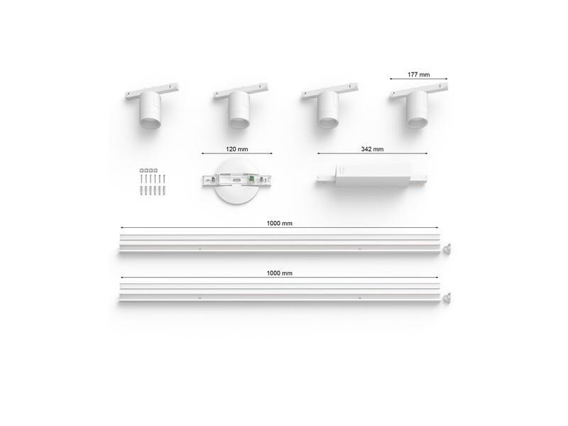 Philips Hue LED Schienenspot Perifo Basis-Set, 4 x 5.2 W, Weiss