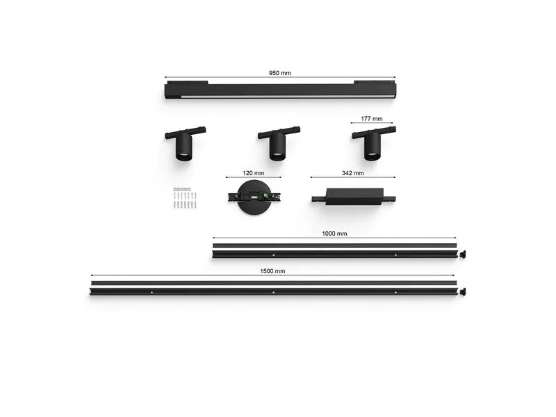 Philips Hue LED Schienenspot Perifo Basis-Set, Spots+Lichtleiste,Schwarz