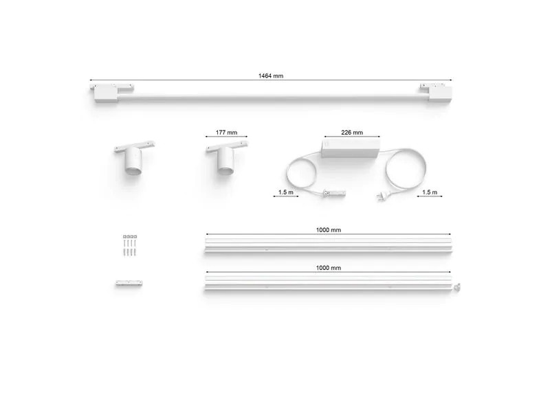 Philips Hue LED Schienenspot Perifo Basis-Set, Spots+Tube XL,Weiss