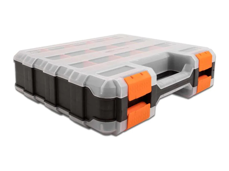 Delock Sortimentskasten Orange / Schwarz 34 Fächer