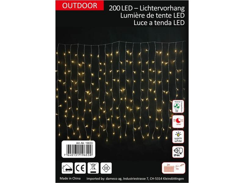 Dameco LED-Lichtervorhang mit 20 Strängen 200 LED, 100 cm