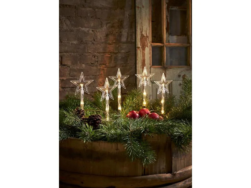 Star Trading LED-Stern Wandy 5er mit Erdspiess 15 LED, 25 cm