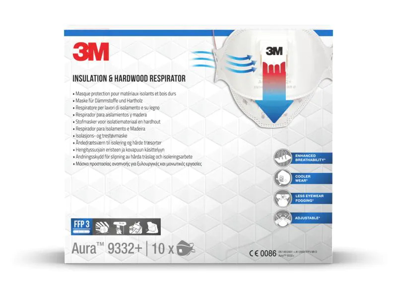 3M Atemschutzmaske Aura 9332+ FFP3, 10 Stück
