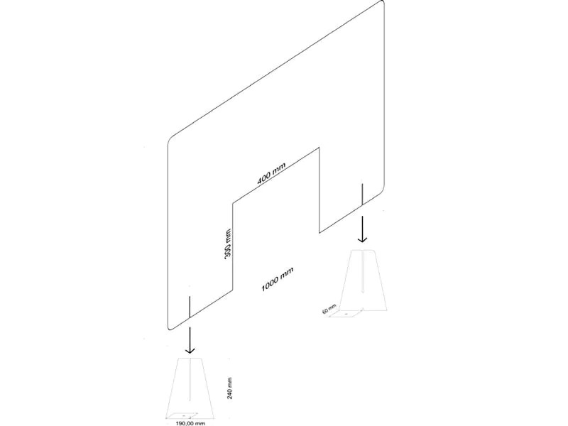 Diverse Schutzwand Version 3,  100 x 67 x 0.4 cm