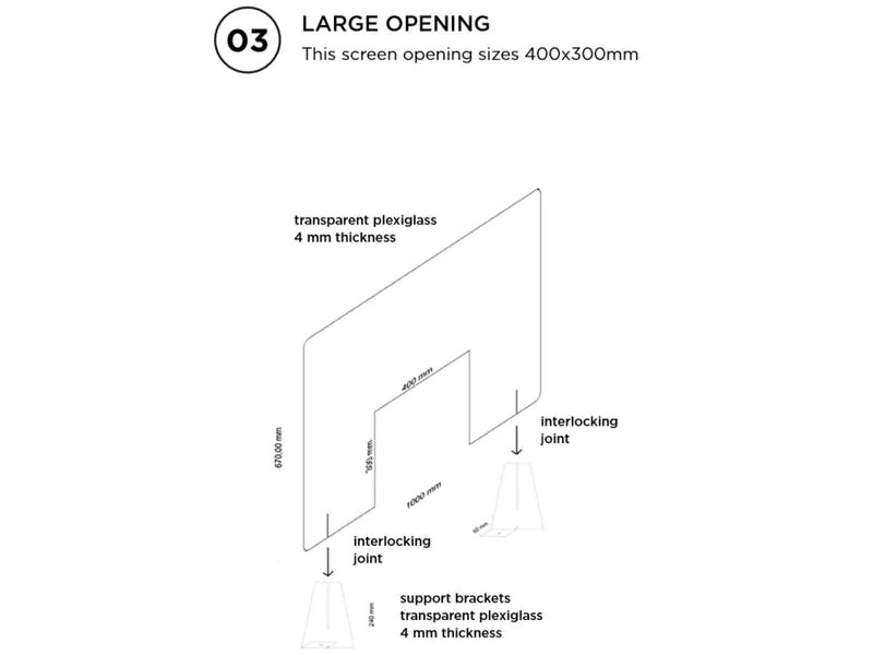 Diverse Schutzwand Version 3,  100 x 67 x 0.4 cm