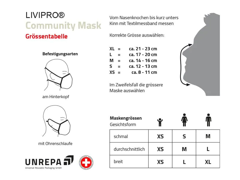 UNREPA Community Stoffmaske LIVIPRO Evolution Gr. XL, Schwarz