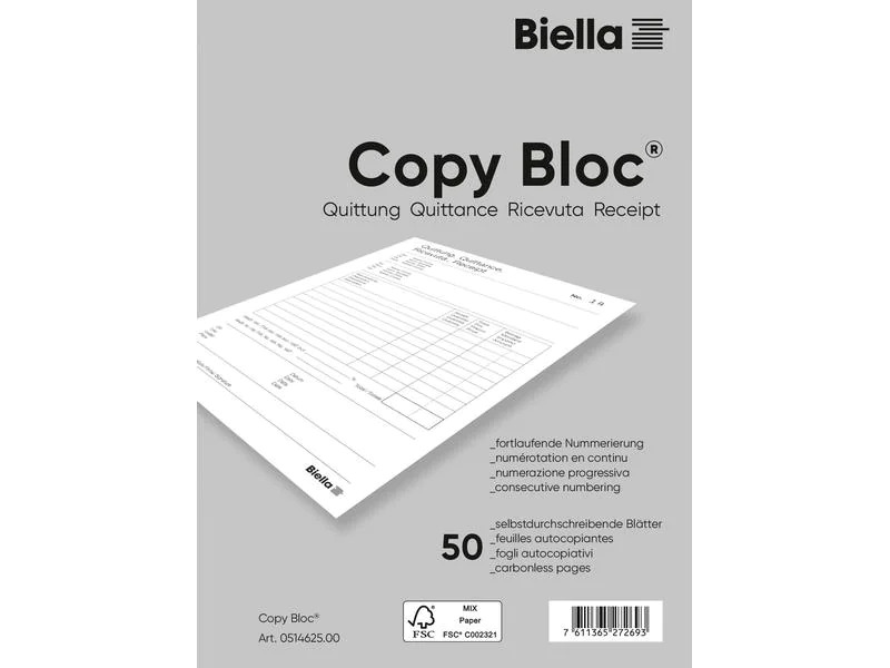 Biella Durchschreibeblock Copy-Bloc A6, Quittung