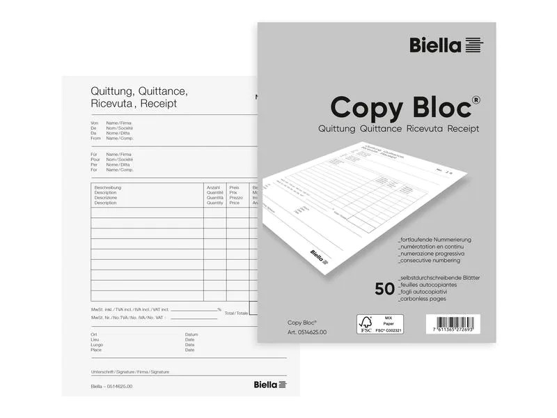 Biella Durchschreibeblock Copy-Bloc A6, Quittung