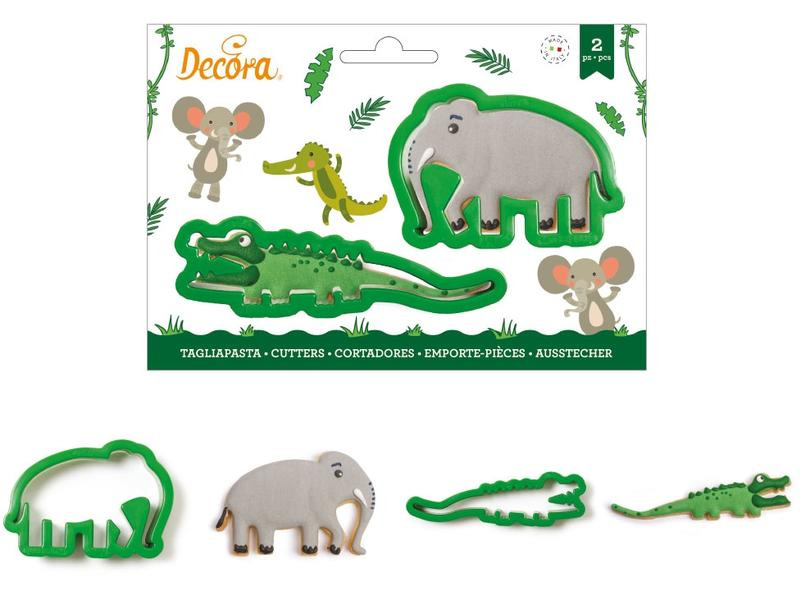 Decora Guetzli-Ausstecher-Set Mini 2 Stück, Krokodil und Elefant