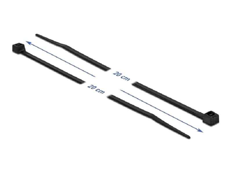 Delock Kabelbinder Schwarz 200 mm x 3.6 mm, 100 Stück
