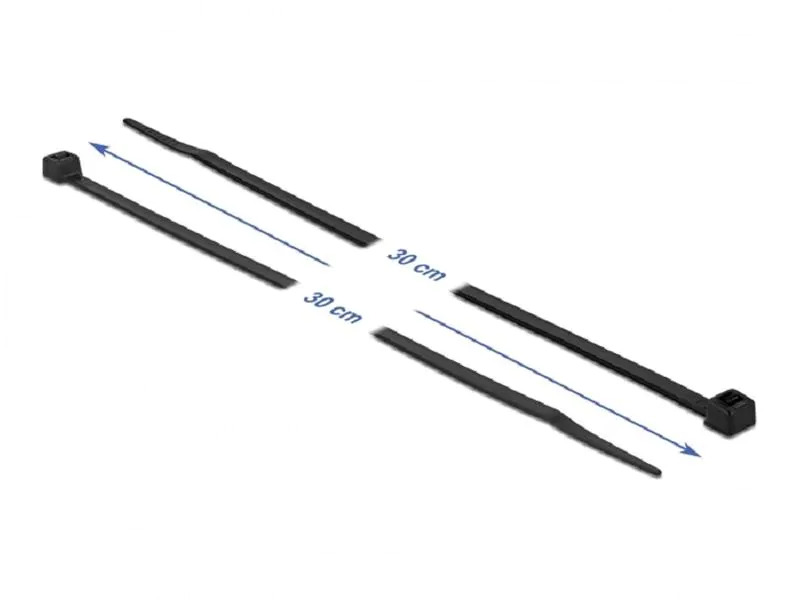 Delock Kabelbinder Schwarz 300 mm x 4.8 mm, 100 Stück