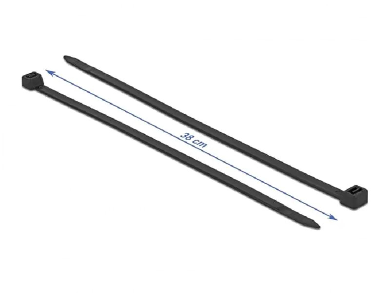 Delock Kabelbinder Schwarz 380 mm x 7.6 mm, 50 Stück