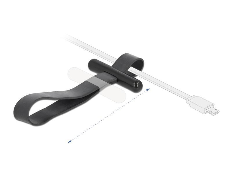 Delock Kabelbinder mit Gummischlaufe Schwarz 2.6 cm x 15 mm