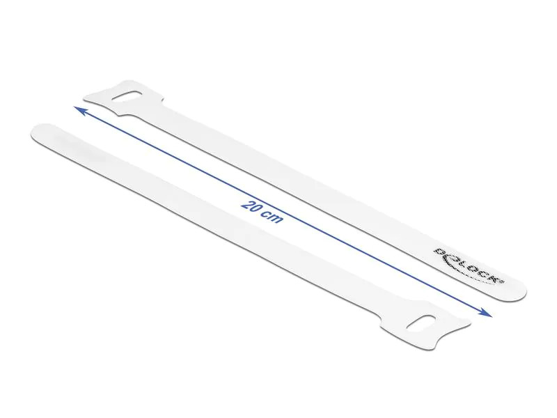 Delock Klettkabelbinder Weiss 200 mm x 12 mm 10 Stück