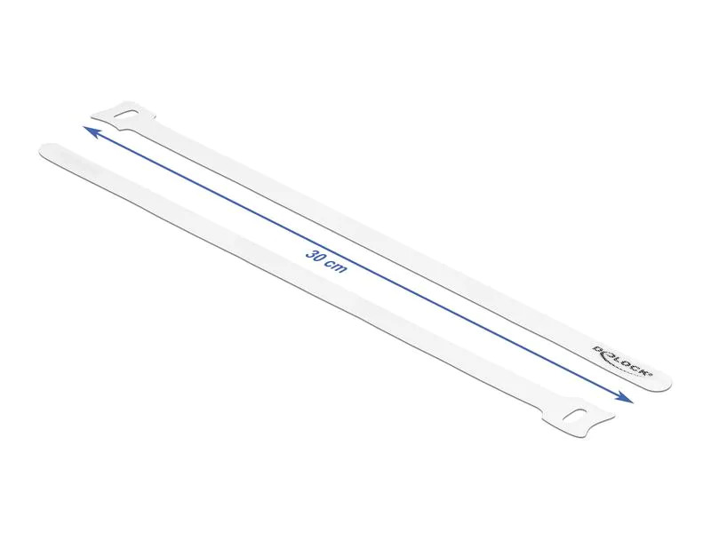 Delock Klettkabelbinder Weiss 300 mm x 12 mm 10 Stück