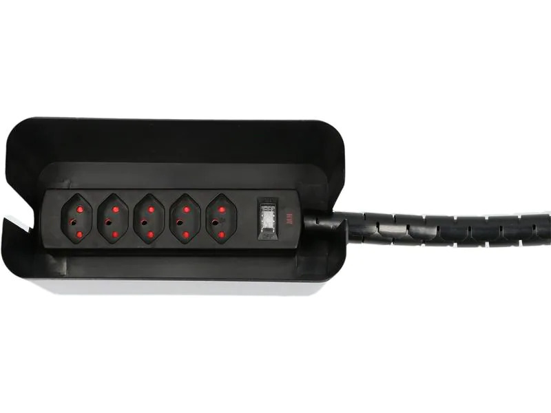 Max Hauri Kabelbox mit Steckerleiste 5x T13 Schwarz