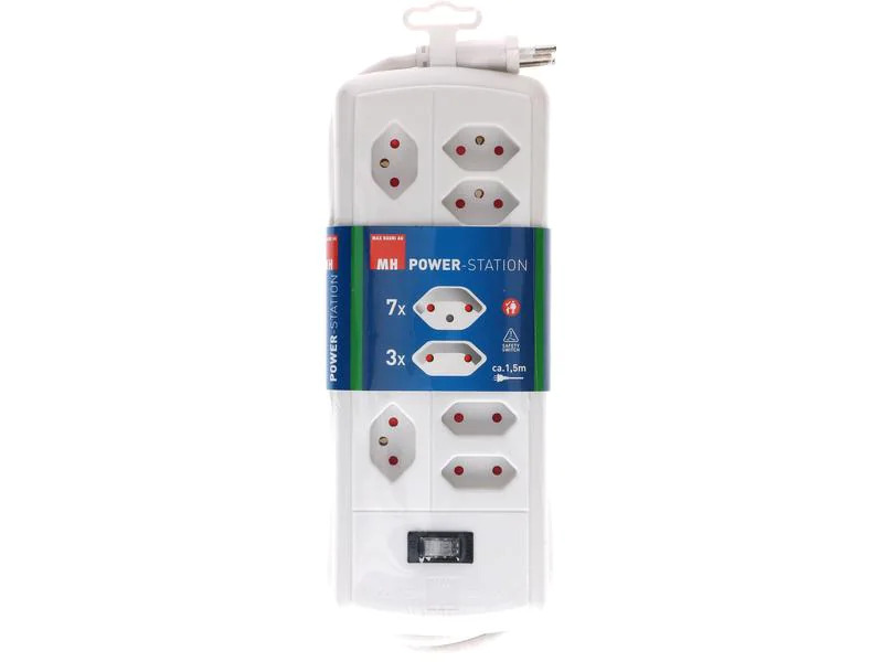 Max Hauri Kabelbox mit Steckerleiste 7x T13 Weiss
