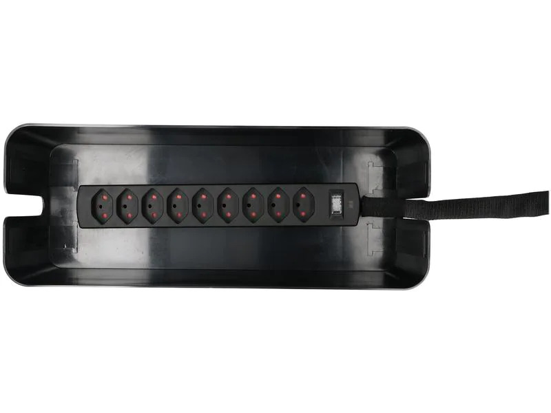 Max Hauri Kabelbox mit Steckerleiste 9x T13 Schwarz
