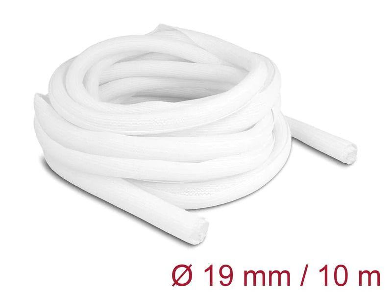 Delock Geflechtschlauch Selbstschliessend 10 m x 19 mm Weiss