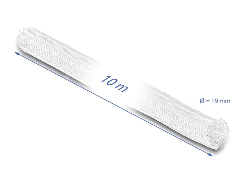 Delock Geflechtschlauch Selbstschliessend 10 m x 19 mm Weiss