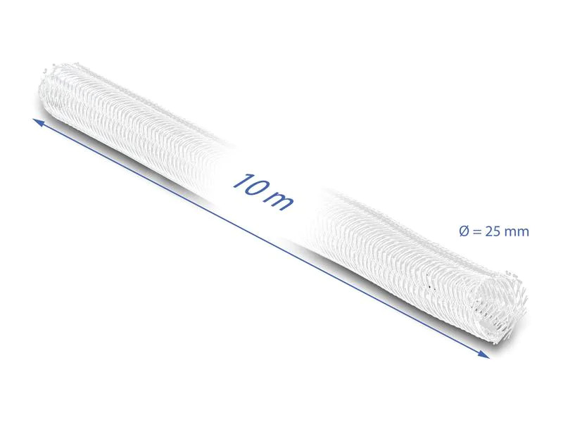 Delock Geflechtschlauch Selbstschliessend 10 m x 25 mm Weiss