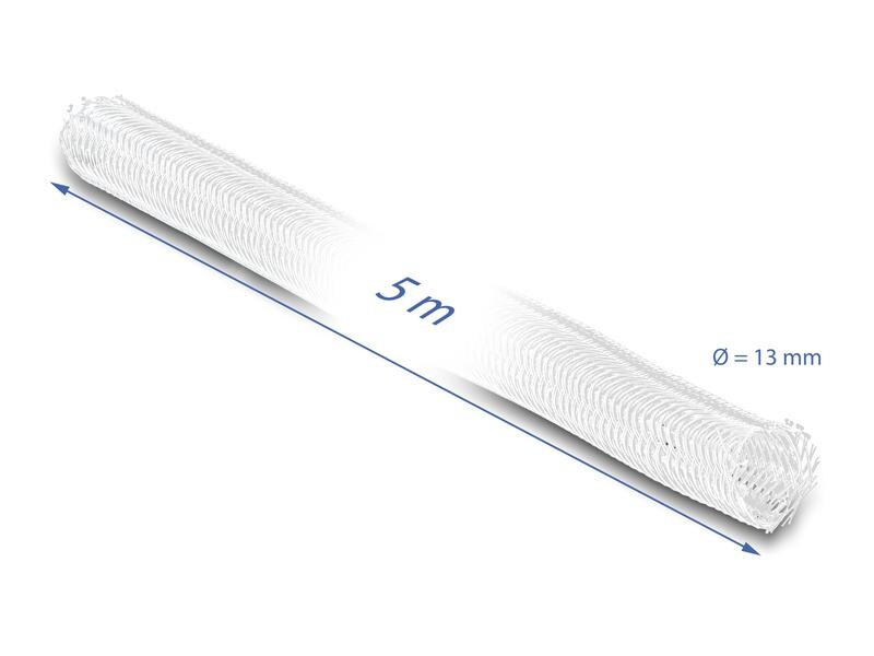 Delock Geflechtschlauch Selbstschliessend 5 m x 13 mm Weiss