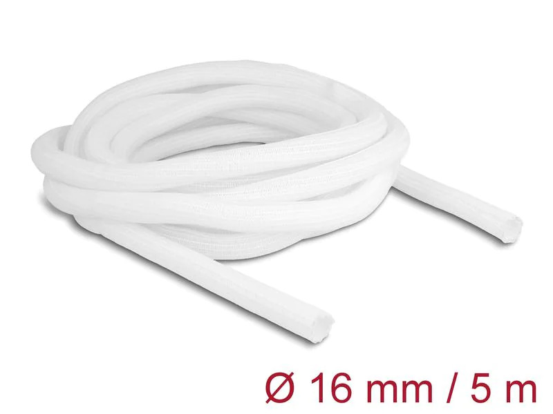 Delock Geflechtschlauch Selbstschliessend 5 m x 16 mm Weiss