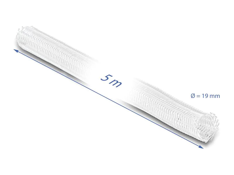 Delock Geflechtschlauch Selbstschliessend 5 m x 19 mm Weiss
