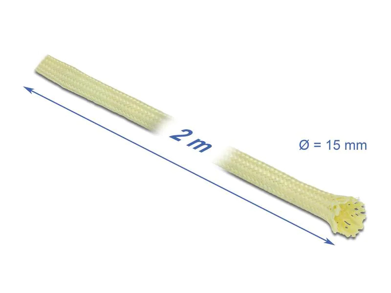 Delock Geflechtschlauch aus Aramid Fasern 2 m x 15 mm Gelb