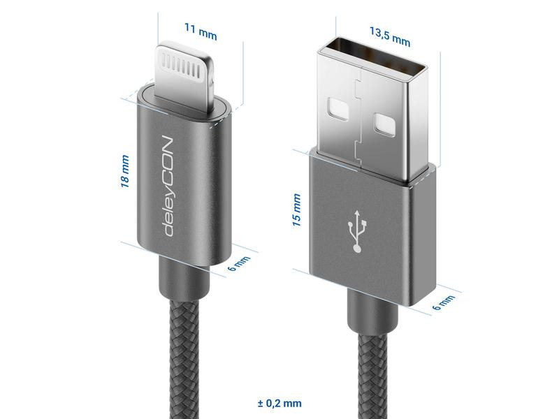 deleyCON USB 2.0-Kabel USB A - Lightning 0.15 m