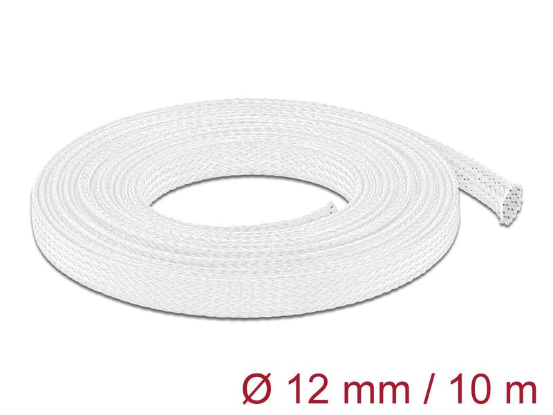 Delock Geflechtschlauch dehnbar 10 m x 12 mm Weiss