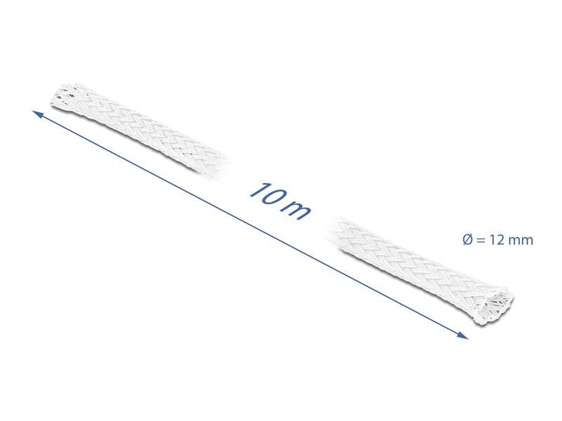 Delock Geflechtschlauch dehnbar 10 m x 12 mm Weiss